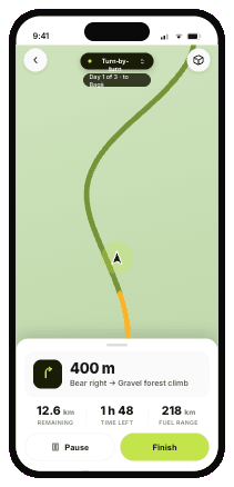 In-ride navigation, fully offline